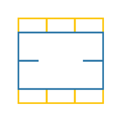 3.028m² configuration · 1.740m × 1.740m